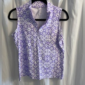 Lulu-B Lavender and White Patterned Blouse